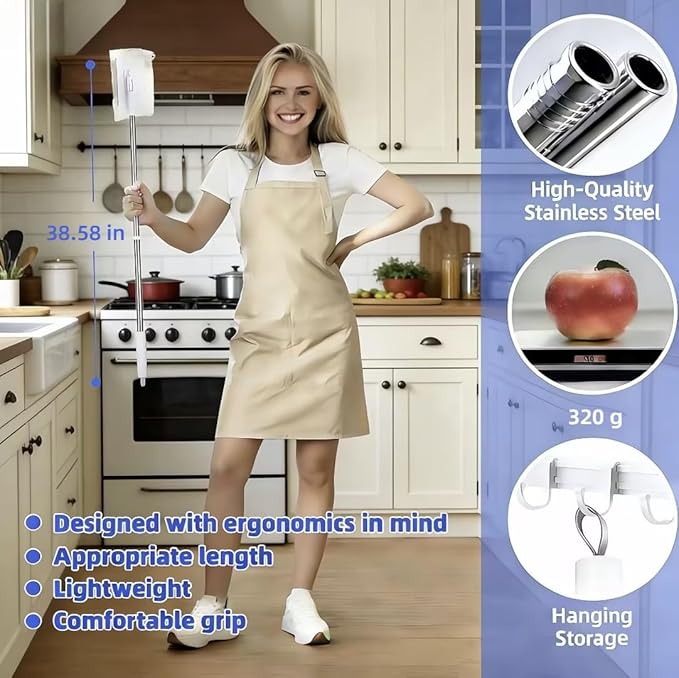 2026 New Snap Grip Mini Mop with 5 Reusable Cloths for Dry Wet Disposable Pads, Zero-Touch Automatic Gripping Multi Surface Quick Cleanups for Alternative to Swiffer Sweeper