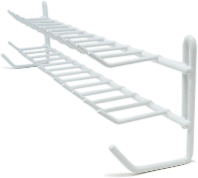 Huji Wall Mount Tie and Belt Rack Organizer, White (1 Pack)