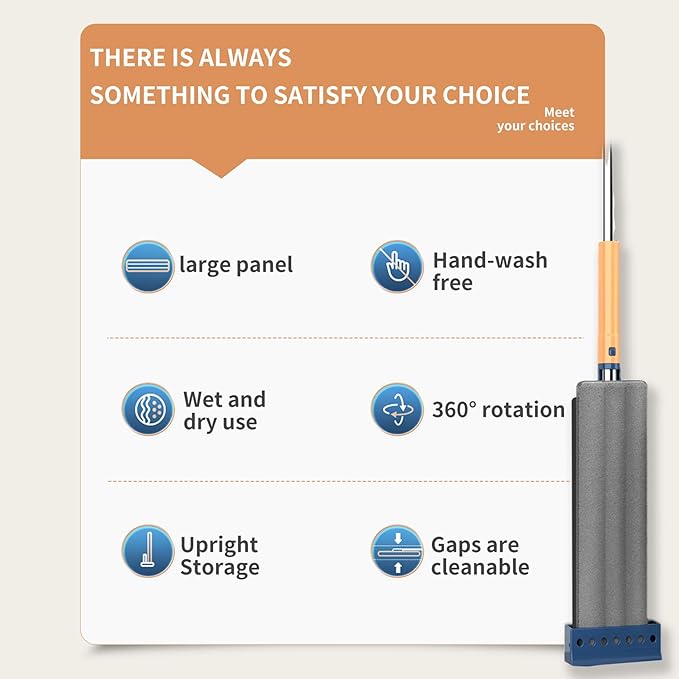 2025 New Large Flat Mop with 6 Reusable Mop Head Dry and Wet, Flat Mop and Bucket Set, Adjustable Handle Self Wringing Flat Mops, 360 Rotation Flat Mop (White with 6pcs Mop Head)
