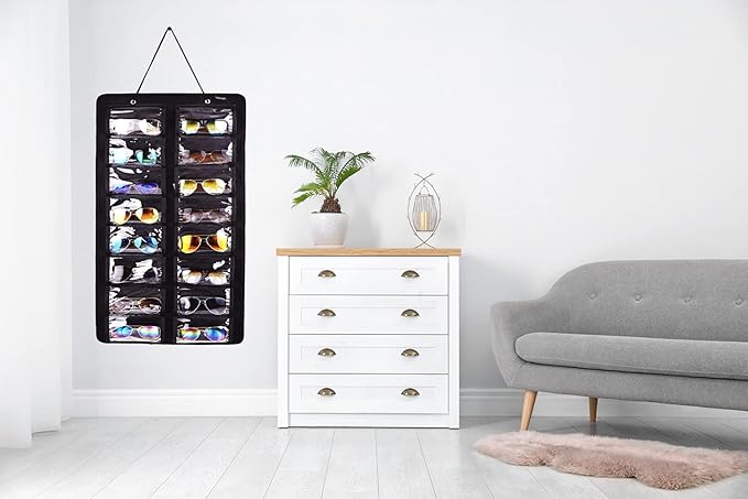 Sunglasses Dust-Proof Organizer Storage Wall Mounted Hanging Sunglasses Organizer 16 Slots Glasses Storage Organizer Holder