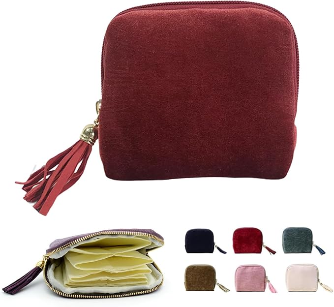Jewelry Zippered Pocket Case Travel Jewelry Bag Portable Organizer, Travel Jewelry Case-Thousand-Layer Storage Bag (Red)