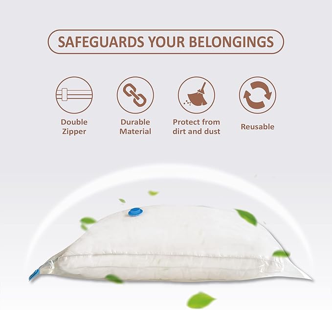 10 Small Vacuum Storage Bags, Small Vacuum Seal Bags for Clothing, Compression Space Saver for Clothes