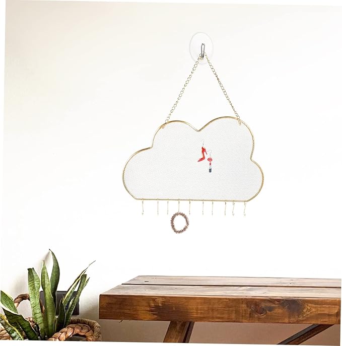 SAFIGLE Cloud Shape Jewelry Organizer Wall Mounted Iron Mesh Necklace and Earring Display Rack Stylish Hanging Jewelry Holder for Women Versatile Accessory Storage