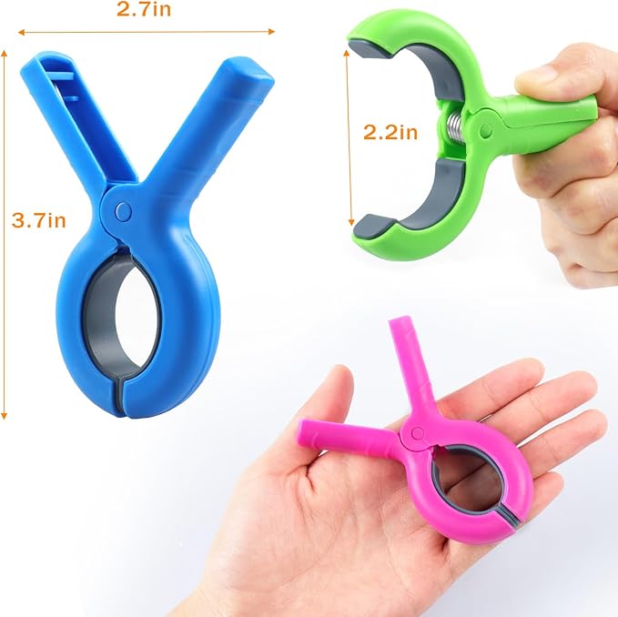 Large Beach Towel Clips for Beach Chairs, 8 Pcs Towel Holder for Beach Chair Pool Chair on Cruise, Jumbo Size Heavy Duty Clothes Pins, Beach Chair Clips to Beach Accessories Must Haves, 4 Colors
