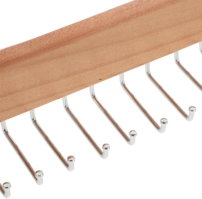Lurrose 2Pcs Wooden Tie Hanger and Wall Mount Belt Organizer with 20 Rotatable Hooks, Necktie Storage Rack for Men’S Closet and Entryway, Space-Saving Accessory Organizer