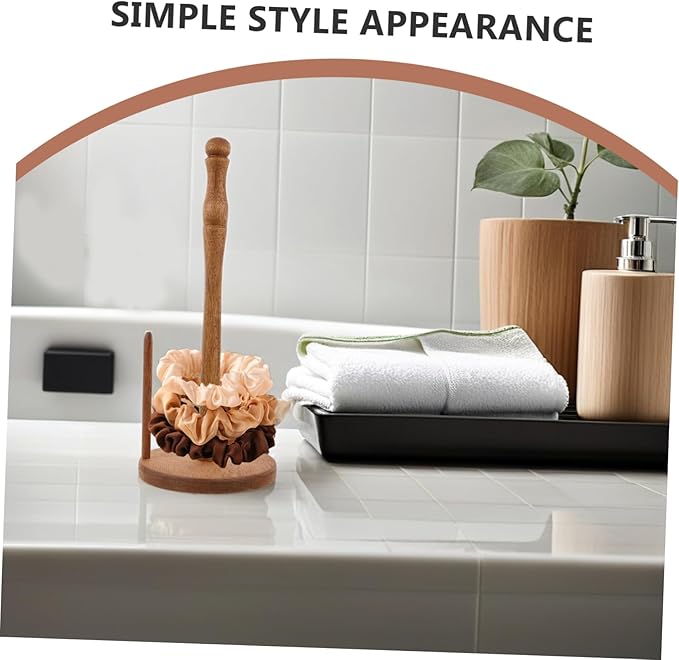 Homoyoyo Wooden Scrunchies Holder Stand: Hair Accessories Organizer Desktop Hair Tie and Jewelry Display Rack for Women Girls Bedroom Bathroom
