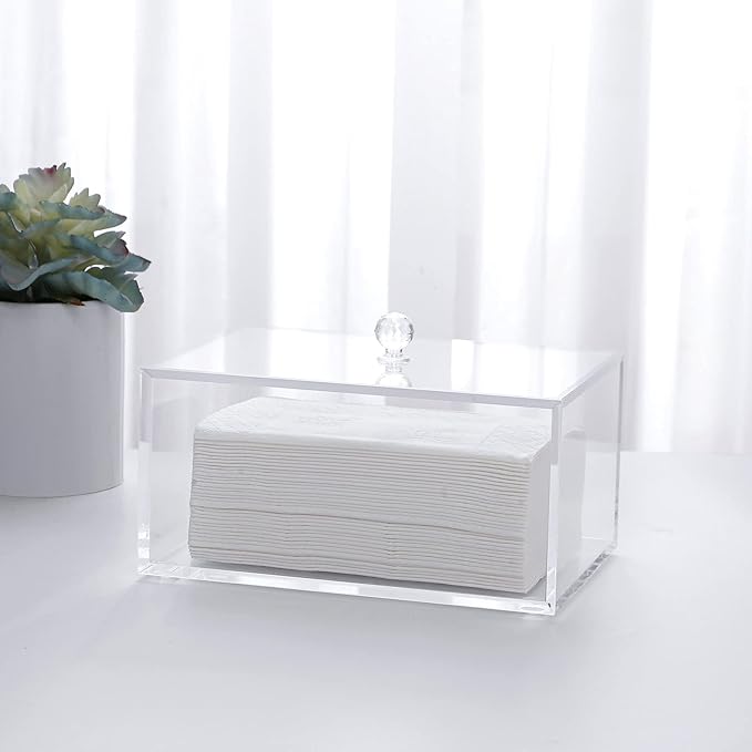 rejomiik Clear Dryer Sheet Holder Thick Acrylic Dryer Sheet Dispenser Container with Lid for Fabric Softener Sheets, Dryer Balls, Laundry pods, Clothes Pins, Laundry Room