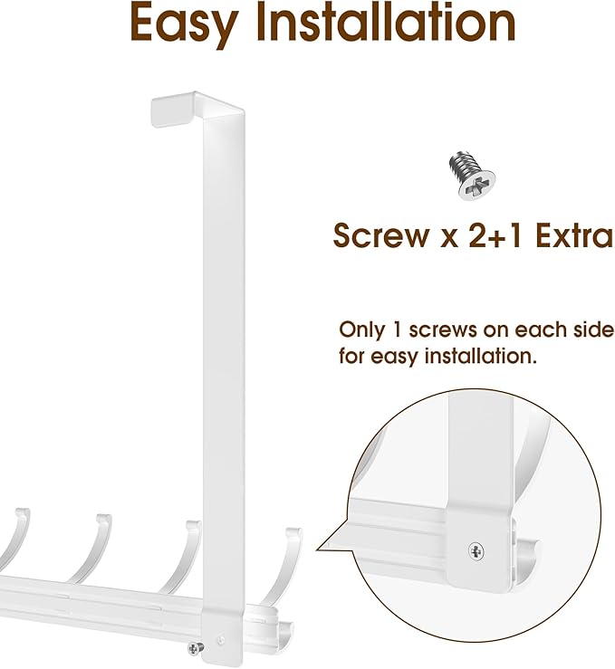 Long Over The Door Hooks Hanger with 15.75" Arms for Easier Access by Shorter, Heavy Duty Door Hanger for Coat, F16U, Fits Standard 1 3/4'' Doors, Towel Racks for Bathroom, Black