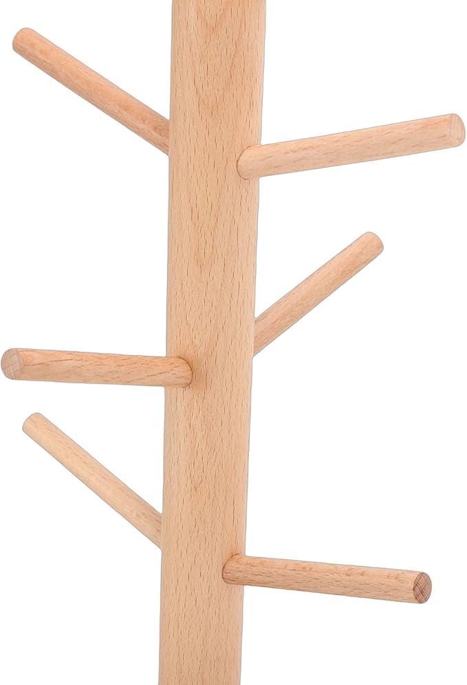 Wooden Hair Tie Holder, 6 Prongs Beechwood Hair Accessories Organizer with Clean Lines, for Desk Storage and Boutique Display