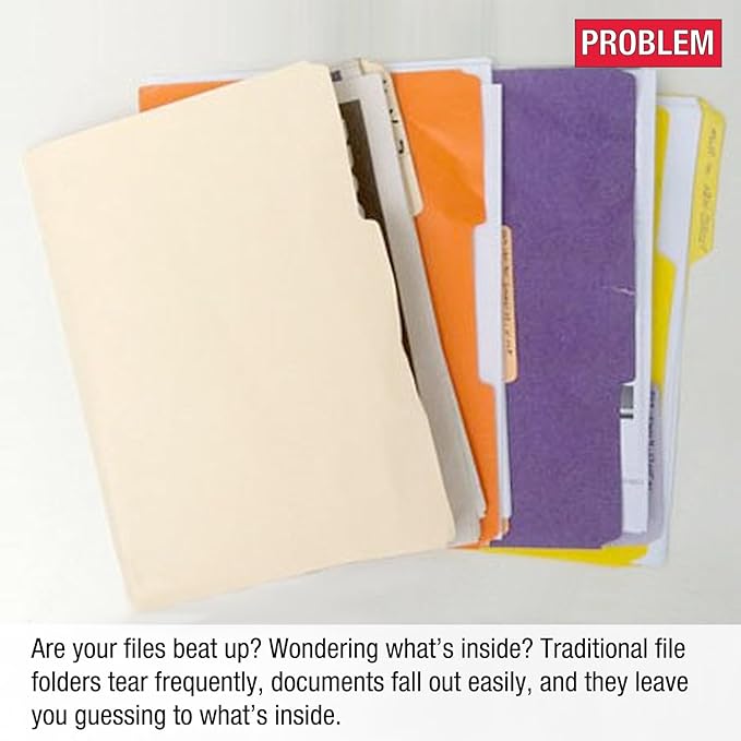 Ultimate Office PocketFile™ Clear Poly Document Folder Project Pockets, 5th-Cut, Letter Size, in 5 Assorted Colors, Set of 100
