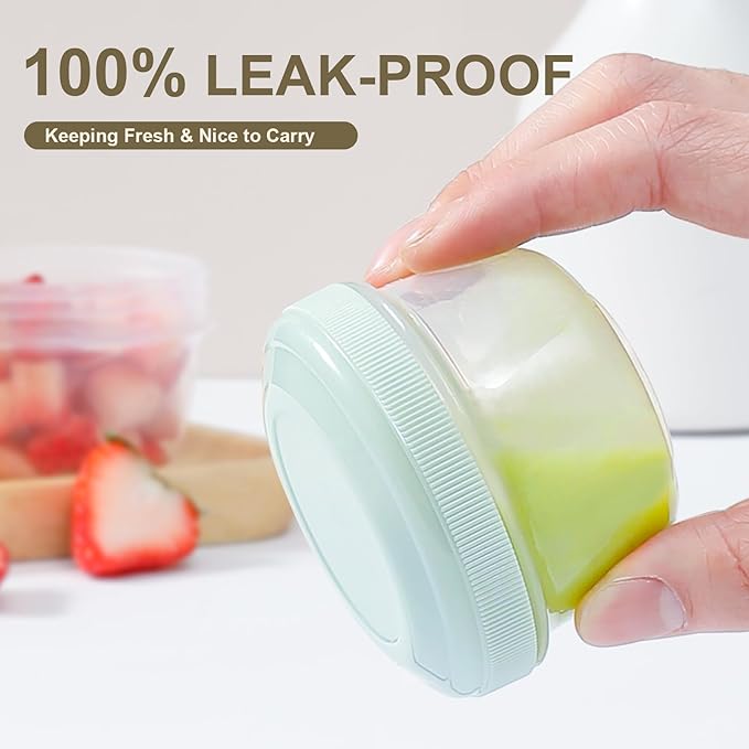 8 Pack Reusable Plastic Containers with Lids - 4 oz Small Deli Containers for Snack, Puree, Dressing & Freezer Use - Dishwasher Safe, BPA Free