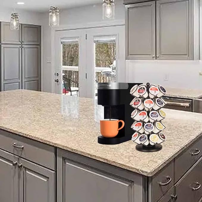 K Cup Holders,K Cup Holder, K Cups Holder,K Cup Carousel, Coffee Pods Holder Storage Organizer Stand,No Assembly Required,Black (Deluxe Version,40 Pods Capacity)