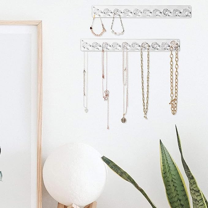 Toyvian Acrylic Wall-mounted Jewelry Hook Necklace Holder Household Organizer for Necklaces and Accessories Storage