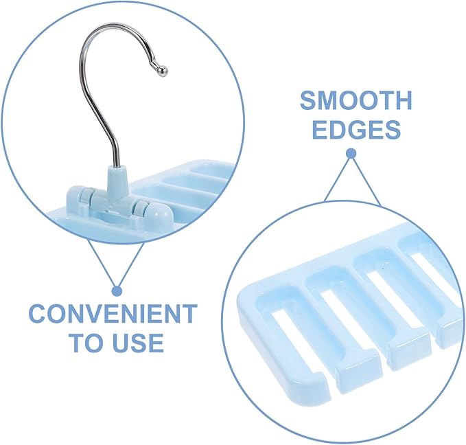 Veemoon Belt and Tie Hanger Rack for Closet Organizer, Small Sky Blue Multifunctional Belt Tie Scarf Holder with Hooks, Space-Saving Accessory Organizer for Wardrobe Storage