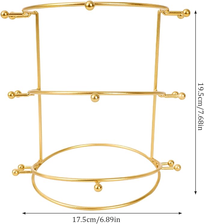 3-Tiers Tiara Holder, Bridal Crown Display Stand, Metal Headband Storage Organizer, 6.9x7.7 Jewelry Holder Organizer for Girl Women Gifts Headband Holder, 3 Layer