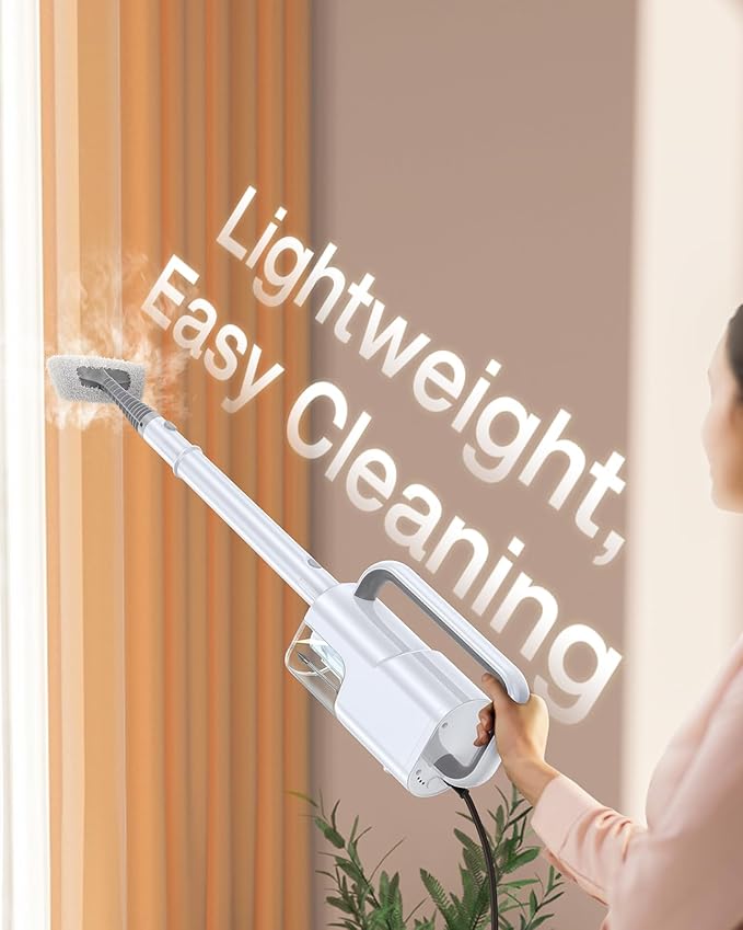 LABIGO 10-in-1 Steam Mop with Detachable Handheld Steamer, 350ml Tank, 10s Heat-Up, 248°F Steam Cleaner, 3-Level Control and Swivel Head for Floors, Carpets, Tiles, BBQ grill Multi-Surface Clean White