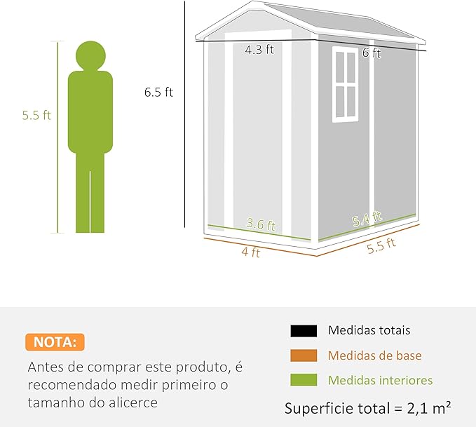 Outsunny 6' x 4' Outdoor Storage Shed, Waterproof Resin Plastic Shed with Floor, Window, Lockable Doors and Vents, All-Weather Garden Tool Shed for Backyard, Patio, Lawn, Gray