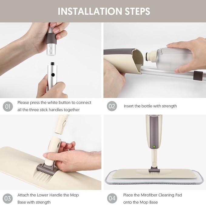 Spray Mops for Floor Cleaning: MEXERRIS Wet Mop with 3 Washable Pads for Swiffer Powermop - Floor Mop with Refillable Bottle - Home Commercial Dust Mops for Hardwood Laminate Ceramic Tiles