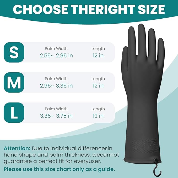 4 Pairs Rubber Dishwashing Gloves with Hanging Hooks - Reusable Cleaning Gloves for Kitchen & Household, Non-Slip, Durable and Flexible (Medium, 4 Colors)