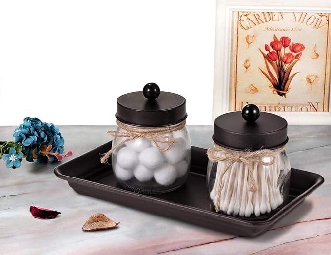 Vintage Farmhouse Decor Metal Vanity Tray(1 Pack),Countertop Guest Hand Towel Storage Organizer Tray Dispenser, Sturdy Holder for Perfume, Cosmetics, Jewelry, Makeup Bathroom Organizer (Bronze)