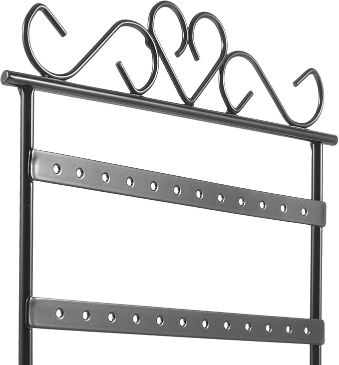 Luxshiny Metal 48-hole Earring Stand Jewelry Display Rack Organizer Black Iron Jewelry Storage Holder for Earrings and Studs Bedroom Accessory Organizer