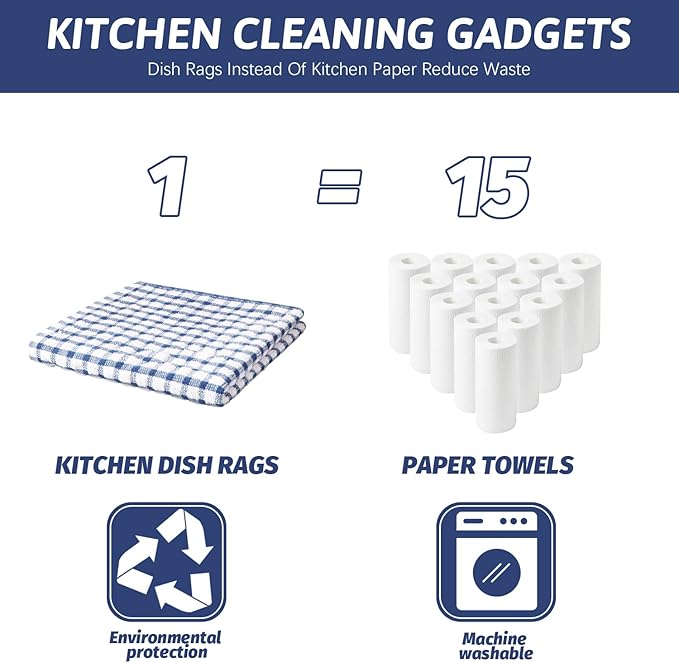 Nialnant 8 Pcs Kitchen Dish Rags,100% Cotton Soft Absorbent Quick Drying Dish Cloths for Kitchen,Washing Dishes,Cleaning rags-11 x 11In