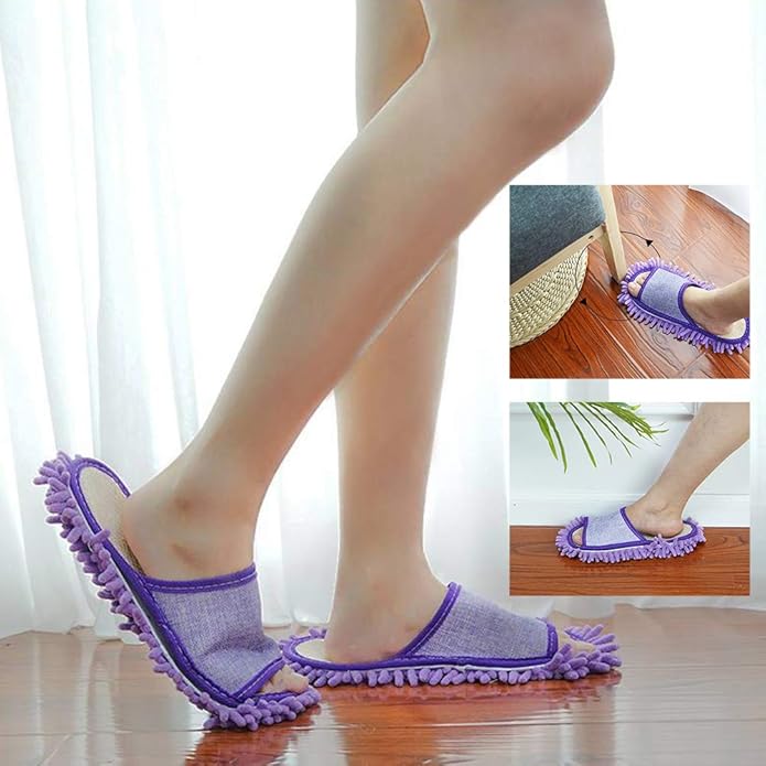 Microfiber Mop Cleaning House Slippers Detachable Mopping Shoes Cleaning Tool Fits Womens Size 5.5-8