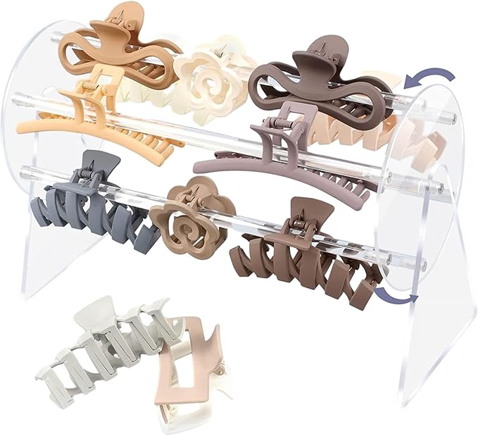 Hair Clip Organizer - Hair Clip Storage, Hair Bow Organizer | Acrylic Display Holder, Hair Accessories Organizer, 360-Degree Rotating Storage Supplies, Portable Organizer for Living Room Shop Bedroom