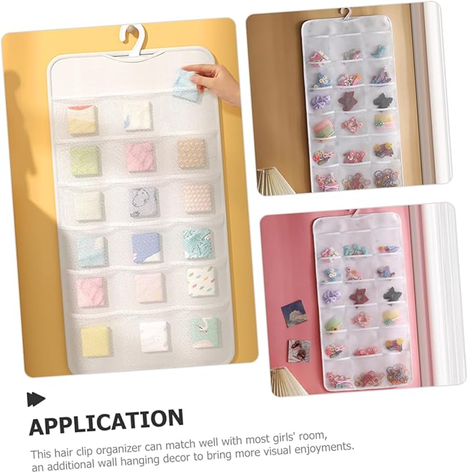 Vertical Hanging Hair Accessory Organizer Boys and Girls Headband Storage Hanger Wall Pouch for Hair Bow Holder Clips