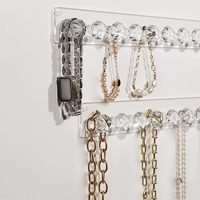 Toyvian Acrylic Wall-mounted Jewelry Hook Necklace Holder Household Organizer for Necklaces and Accessories Storage