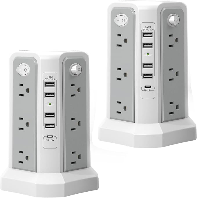 PASSUS Surge Protector Power Strip with USB C Port,10FT Extension Cord with 12 AC Outlets, Power Strips with Surge Protection for Home Office DormRoom