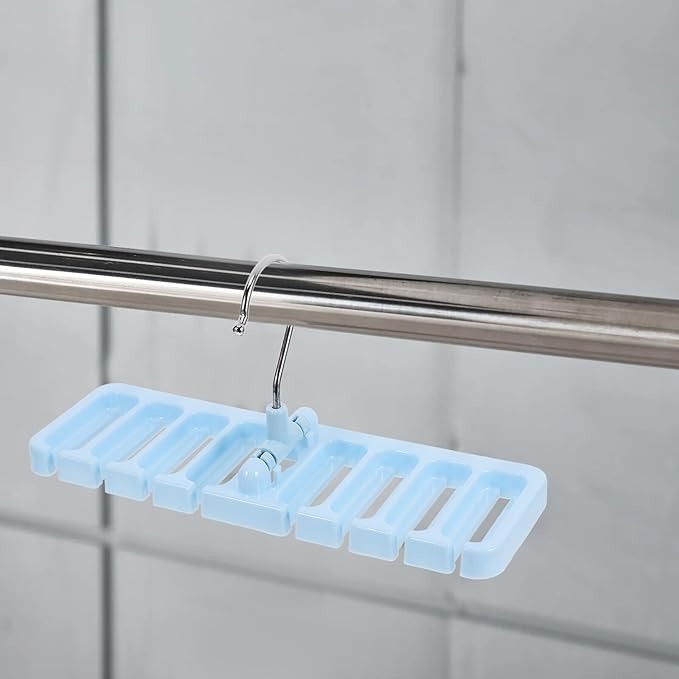 Homoyoyo Belt Tie Hanger Scarf Organizer Rack Small Blue Non-Slip Closet Belt Holder with Foldable Hooks Space-Saving Accessory Organizer for Wardrobe Storage