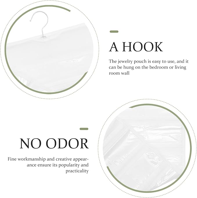 Double-sided Hanging Jewelry Organizer Bag 80 Compartments, White Dustproof Storage Holder for Necklaces, Earrings, Bracelets, Wall-mounted Accessory Organizer for Home