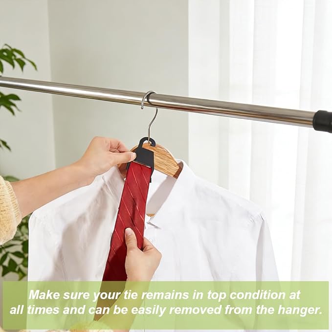 AHANDMAKER 50Pcs Black Tie Hanger Plastic Neck Tie Holders Organizer for Retail Display Closet Storage Space Saving Plastic Neck Tie Hook Hangers for Men Women Ties Belts Scarves 74x46x1mm