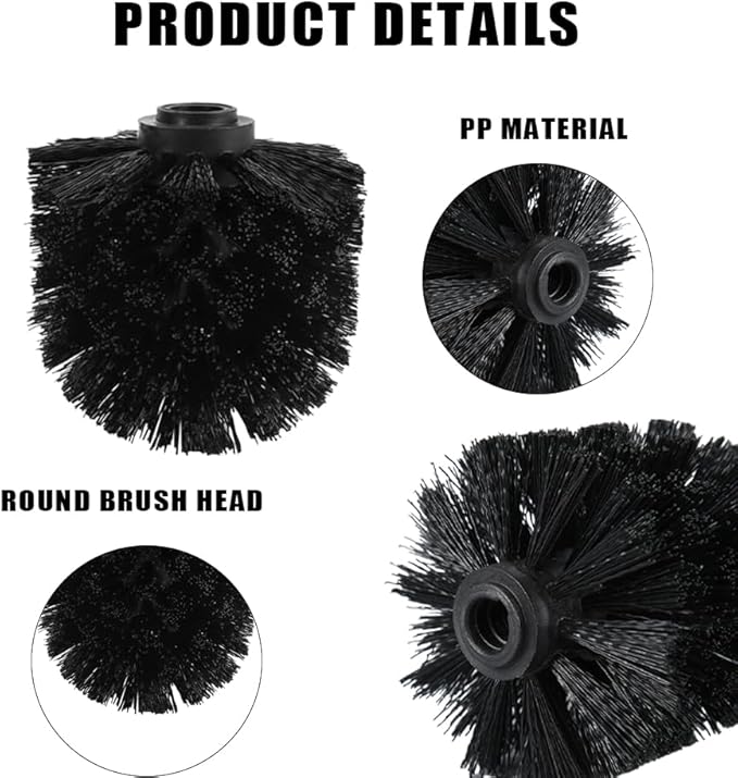 4PCS Toilet Brush Replacement Head Cleaning Tool,Toilet Bowl Brush Head Replacement with Sturdy Stiff Bristles for Bathroom (Black)