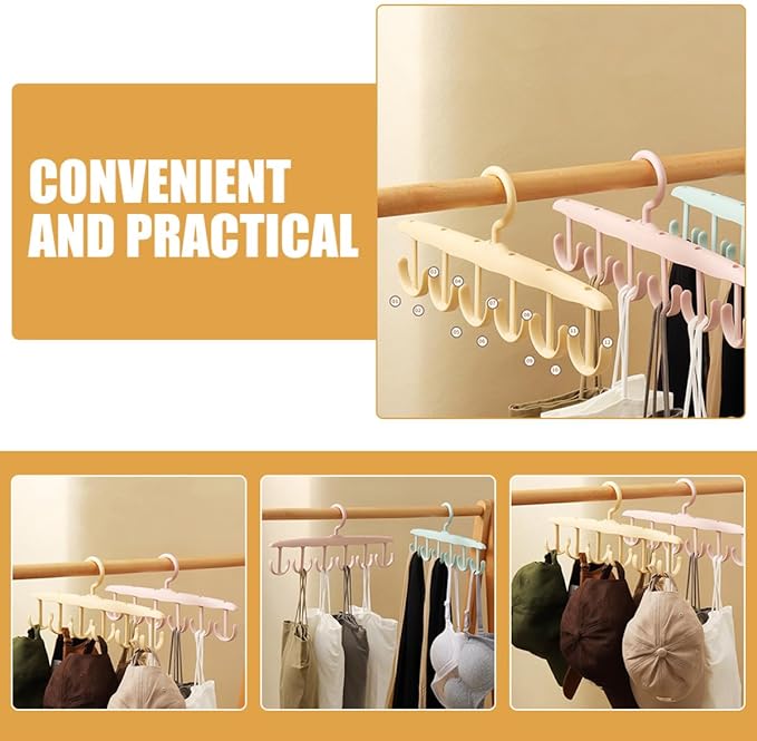 4pcs Rotatable Belt Hanger Rack with 12 Multi-Function Hooks, Closet Accessory Organizer for Ties, Scarves, Hats, and Belts, Space-Saving Storage for Men’s Wardrobe