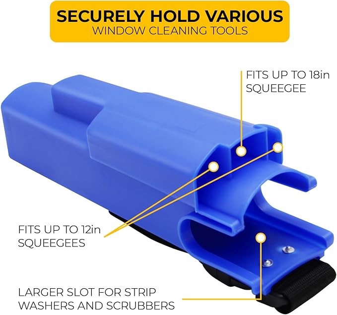 Window Cleaning Side Bucket On a Belt Holster Holds 3 Squeegees and a Washer