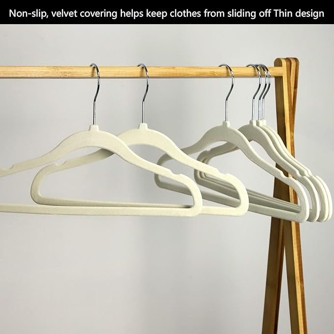 GoodtoU Kids Velvet Hangers Baby Hangers for Closet 20 Pack Non Slip Childrens Infant Hanger Beige