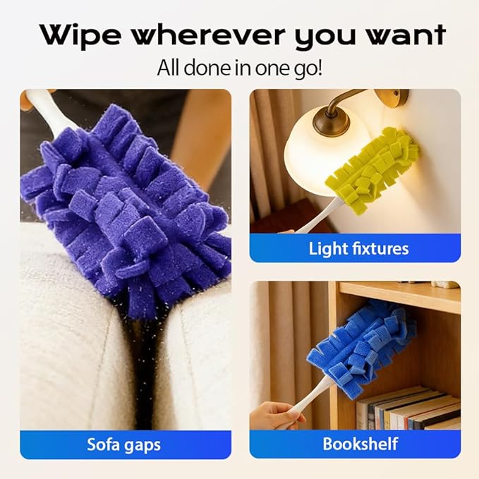 360° Electrostatic Duster Refills, 2026 New Washable & Reusable Microfiber Pads Fleece Duster Refill Compatible Tools for Cleaning Home, Blinds, Car, Pet, Furniture, Fans (Purple)