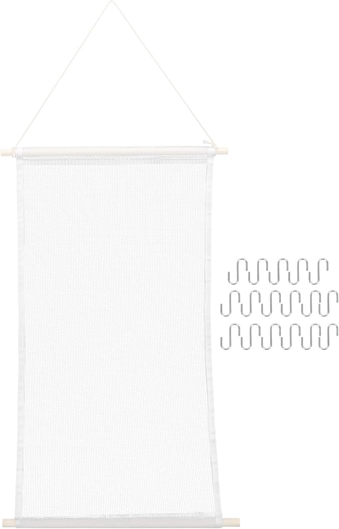PRETYZOOM Jewelry Wall Organizer Earring Holder with 17 Hooks Hanging Mesh Display Rack for Earrings Storage Home Accessory Organizer