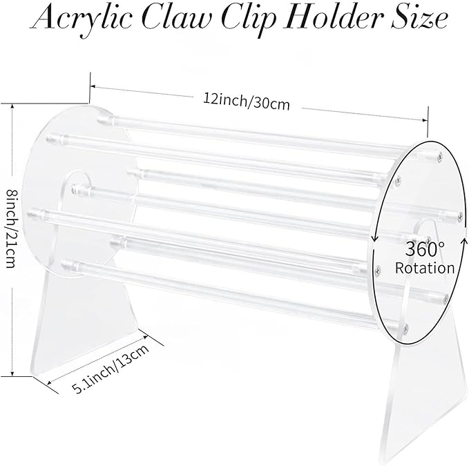 Hair Clip Organizer - Hair Clip Storage, Hair Bow Organizer | Acrylic Display Holder, Hair Accessories Organizer, 360-Degree Rotating Storage Supplies, Portable Organizer for Living Room Shop Bedroom