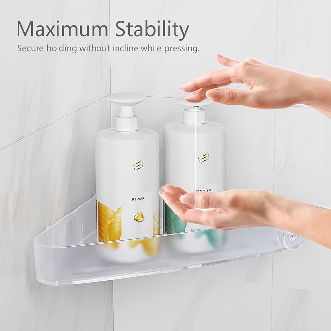 Sotfamily Plastic Shower Caddy Corner (for 90° Only), 4 Pack Adhesive Corner Shower Shelves for Bathroom Organizers and Storage, Crystal