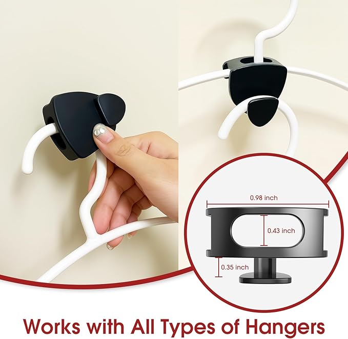 Space Saving Standard Hanger Hooks 100Pcs, Upgrade Heavy Duty Space Saver Hangers Connector Hooks for Clothes, Premium Hanging Closet Organizer for Dorm, Ganchos para Colgar Ropa, Black