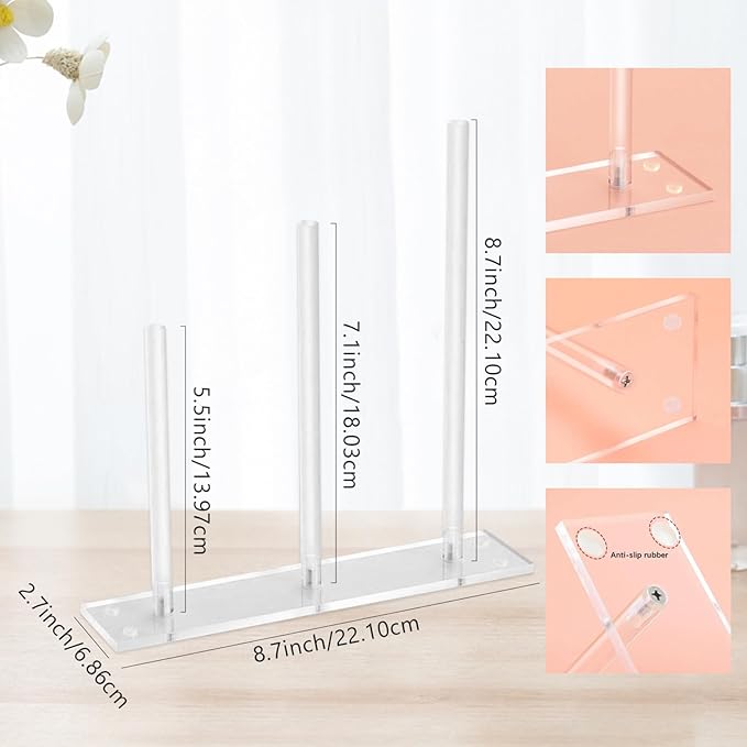 Headband Holder,Hair Band Holder, Scrunchie Holder 3-Tiers Clear Scrunchie Organizer Acrylic Hair Band Holder for Women Teen Girls Non-slip Stable Hair Accessories Organizer