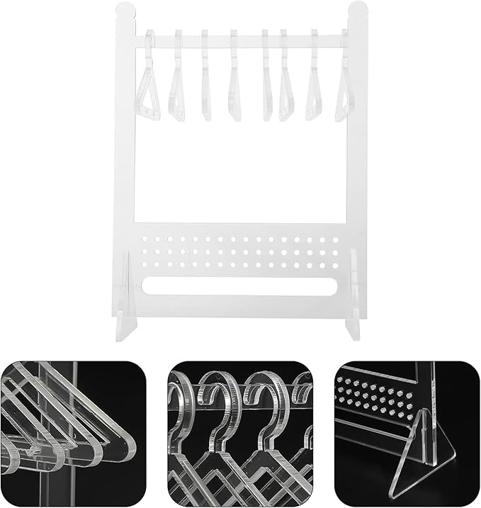 SUPVOX Acrylic Earring Display Stand and Necklace Organizer with 8 Hangers Jewelry Holder for Women Jewelry Storage and Closet Accessory Organizer