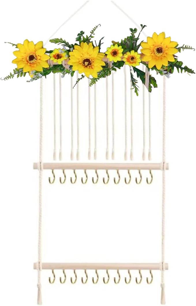 Hanging Hair Accessories Organizer, Hair Clips Storage Holder, Hair Bow Holder Organizer, Headband Holder, Hair Accessories Storage Display Wall Hanging Decor for Women Girls Room Closet Door(Yellow)