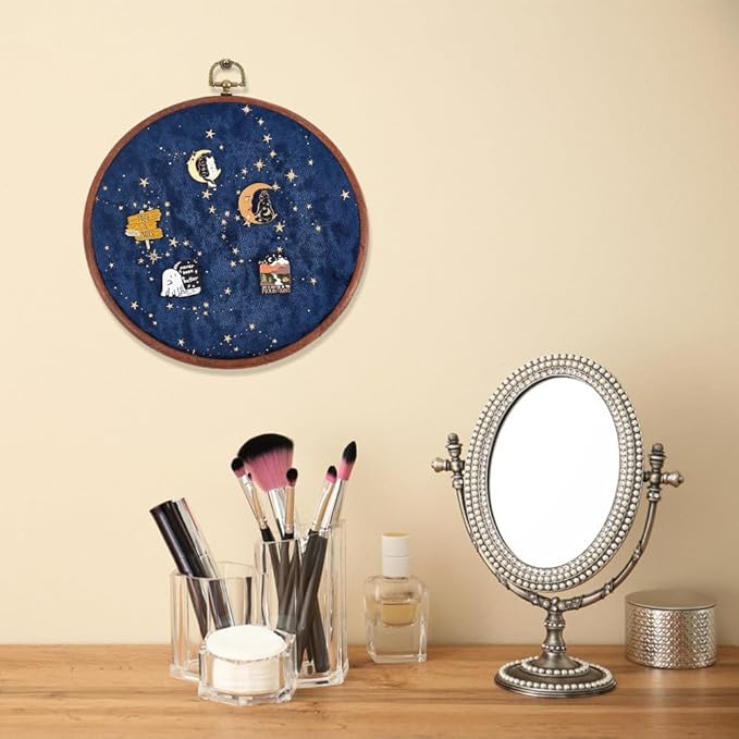 Wall Hanging Brooch Round Pin Board Enamel Pin Display Holder Jewelry Badge Display Collection Board Brooch Round Pin Display Stand for Stud Earring Collectibles Display Wall Decor Black
