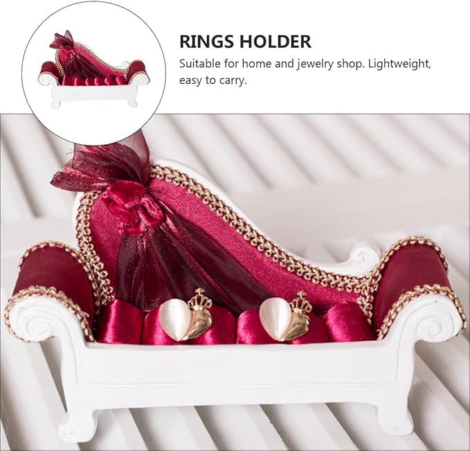 Sofa Shape Jewelry Organizer Rack Ear Stand Rings Holder in Wine Red, Jewelry Display Stand for Earrings and Rings Storage, Home Accessory Organizer for Bedroom and Vanity