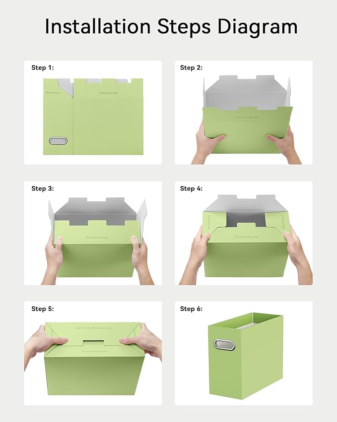 Oterri Cardboard File Organizer Box for Hanging File Folders Letter Size,File Box for Computer Desk,File Cabinet,Working Home,Office,Classroom (Green, Letter Size - 8 Packs)