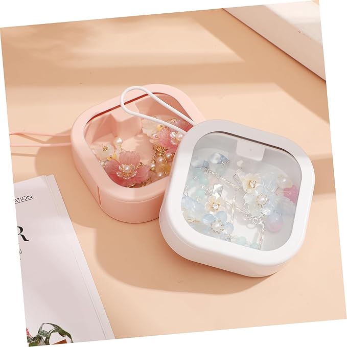 TEHAUX Hair Tie Organizer, 2pcs Hair Accessories Organizer Portable Tie Holder Hanging Headband Holder Bow with for Girl Women Jewelry (White & Pink)